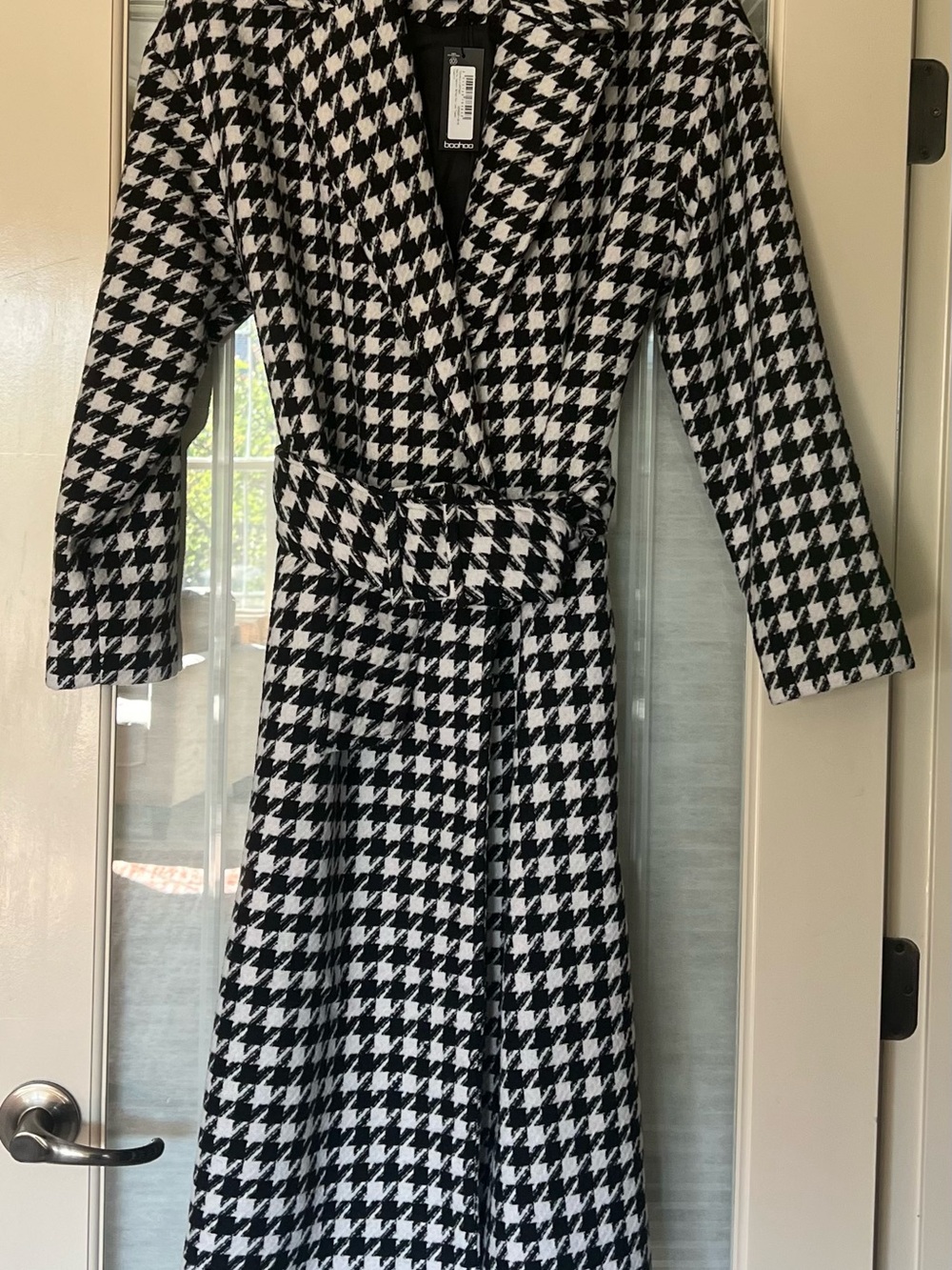 boohoo Black & White Houndstooth Coat